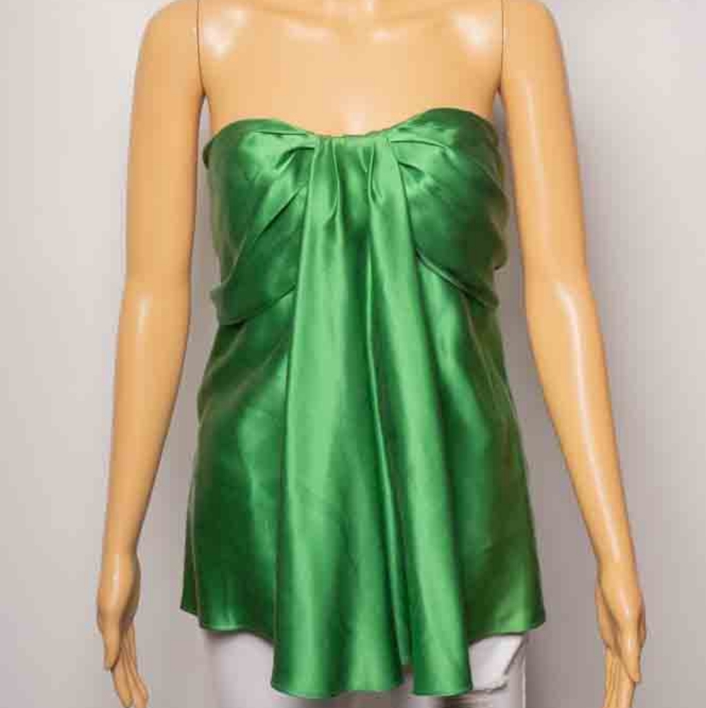 Emerald Green Silk Strapless Top